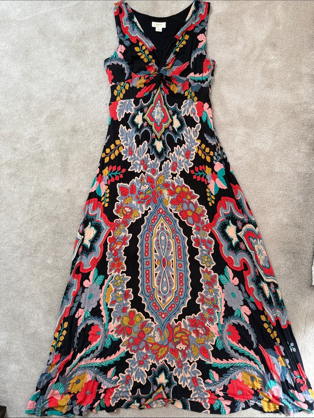 Maeve Black Floral Twist-Front Maxi Dress - Picture 2 of 4